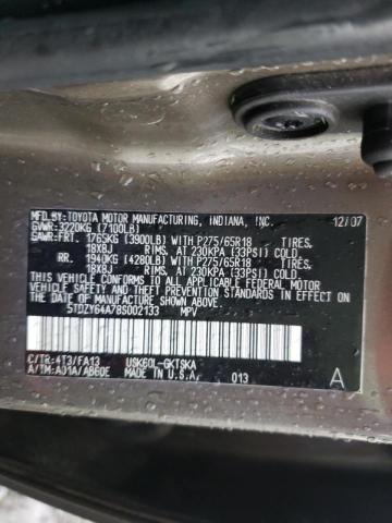 Photo 10 from auction – 2008 TOYOTA SEQUOIA SR with VIN 5TDZY64A78S002133