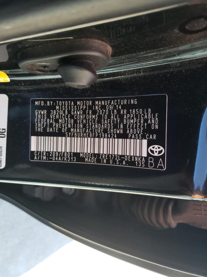Photo 10 from auction – 2015 TOYOTA COROLLA L with VIN 5YFBURHE8FP198424