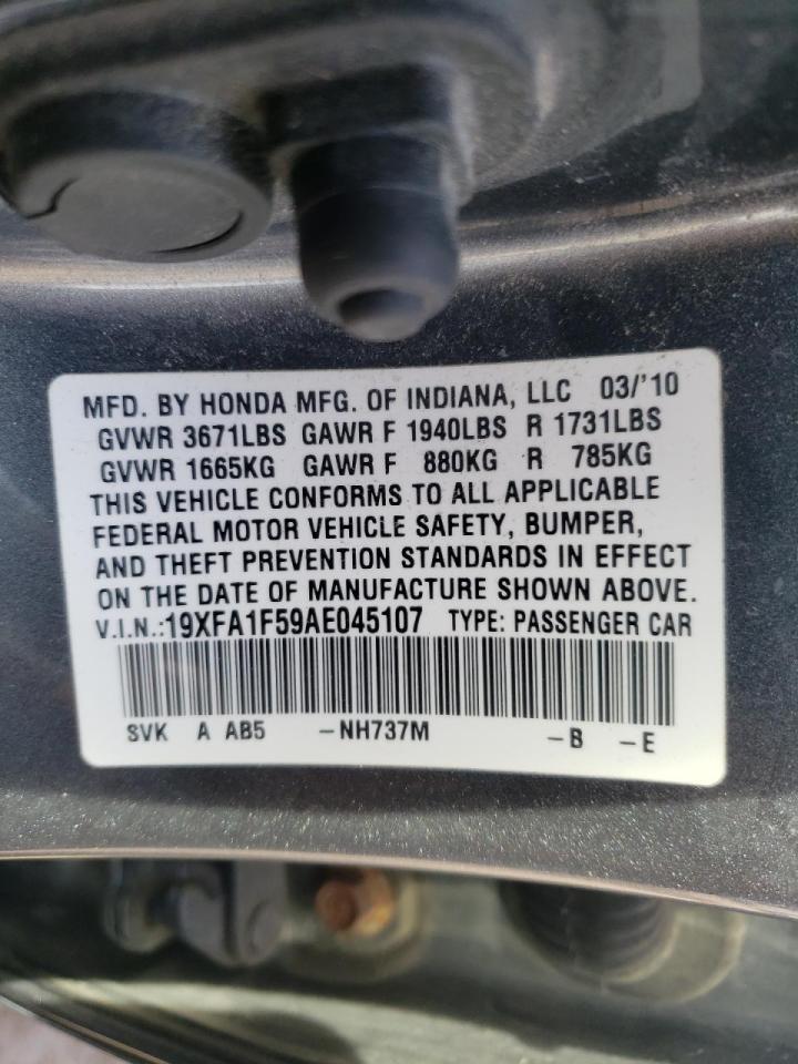 Photo 10 from auction – 2010 HONDA CIVIC LX with VIN 19XFA1F59AE045107
