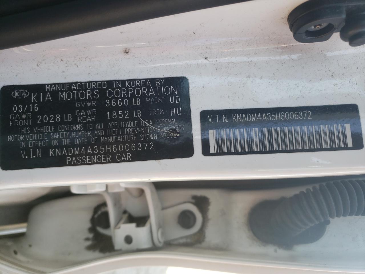 Photo 10 from auction – 2017 KIA RIO LX with VIN KNADM4A35H6006372