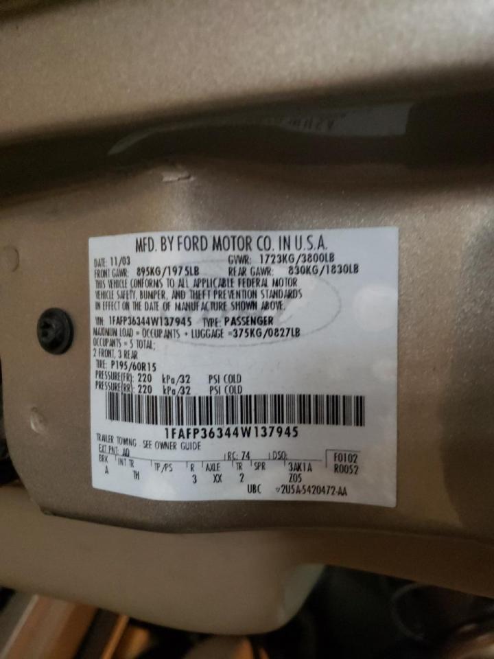 Фото 10 с аукциона – 2004 FORD FOCUS SE с VIN 1FAFP36344W137945