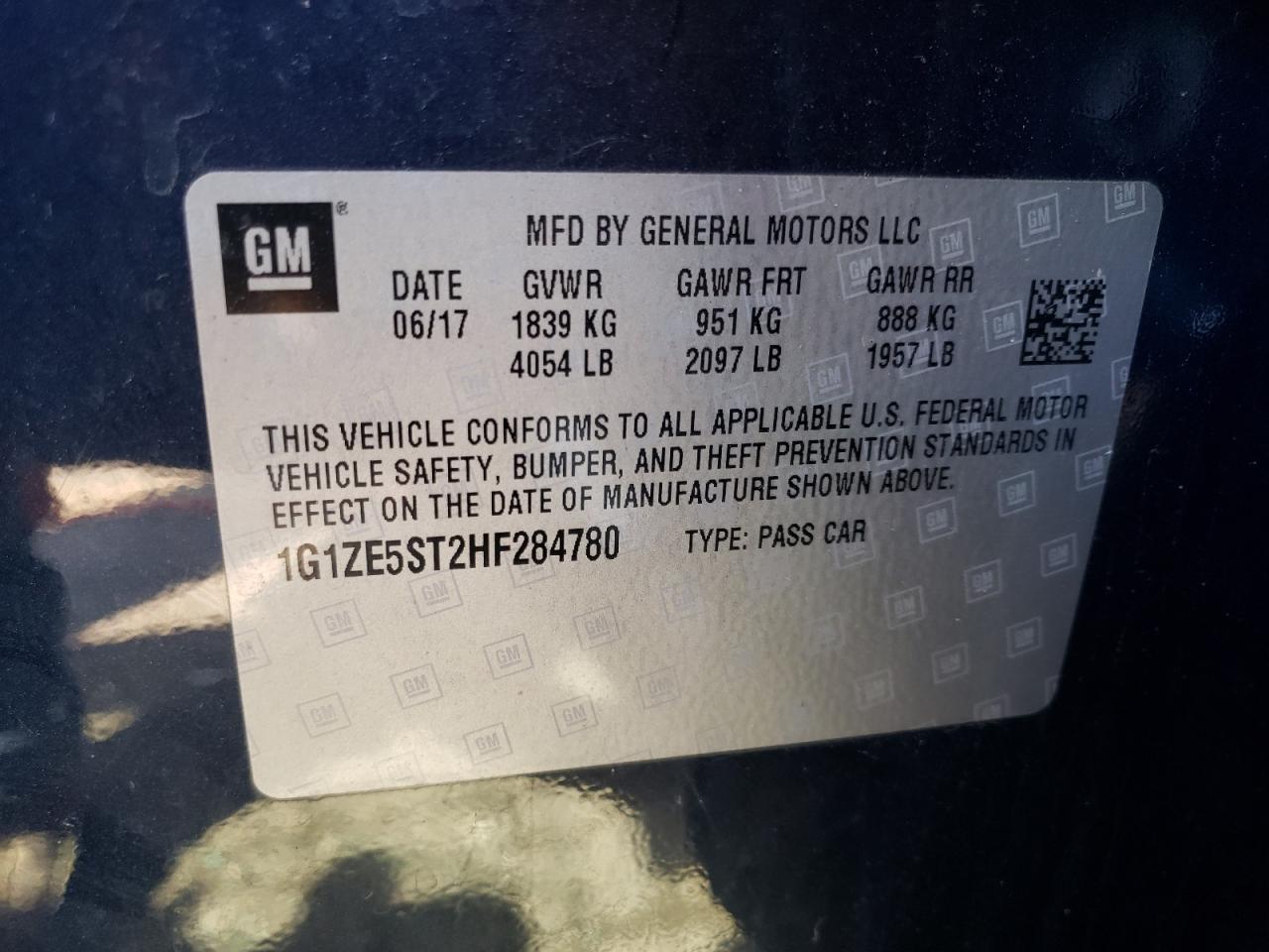 Photo 10 from auction – 2017 CHEVROLET MALIBU LT with VIN 1G1ZE5ST2HF284780