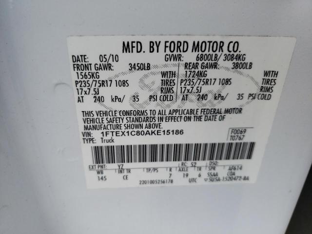 Photo 10 from auction – 2010 FORD F150 SUPER with VIN 1FTEX1C80AKE15186