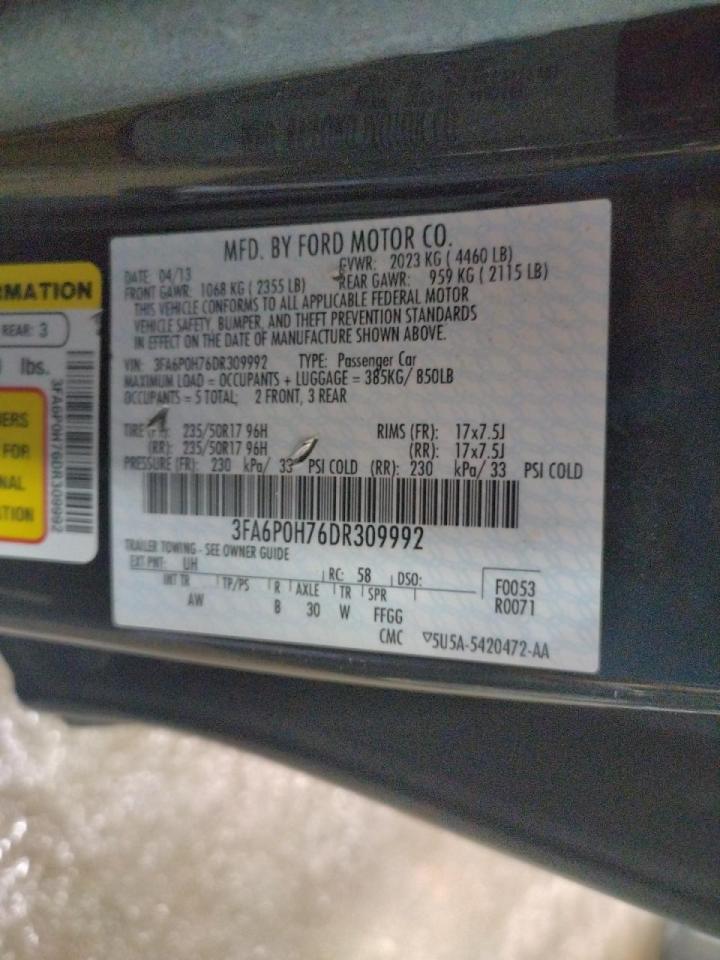Photo 10 from auction – 2013 FORD FUSION SE with VIN 3FA6P0H76DR309992