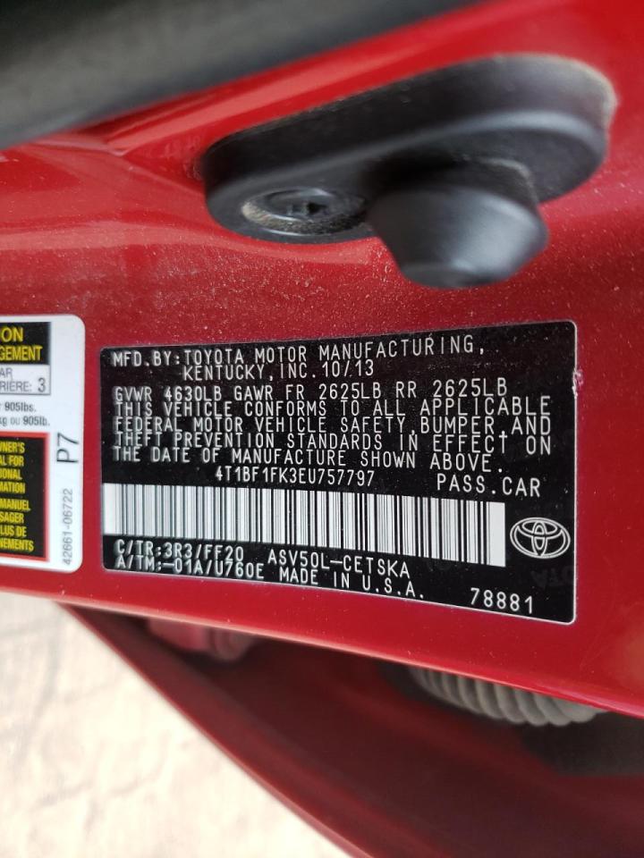 Photo 10 from auction – 2014 TOYOTA CAMRY L with VIN 4T1BF1FK3EU757797