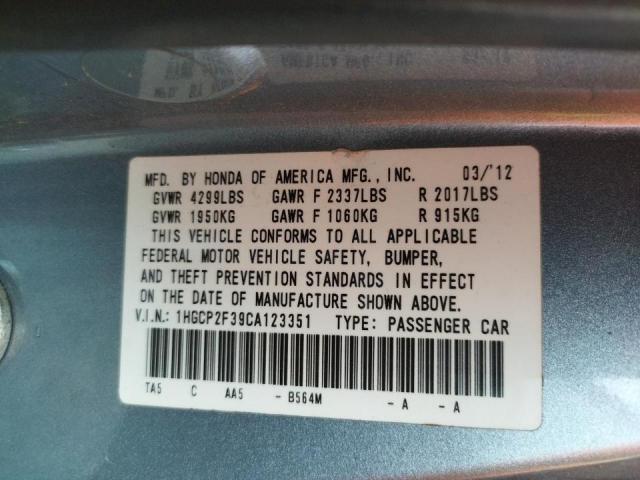 Photo 10 from auction – 2012 HONDA ACCORD LX with VIN 1HGCP2F39CA123351