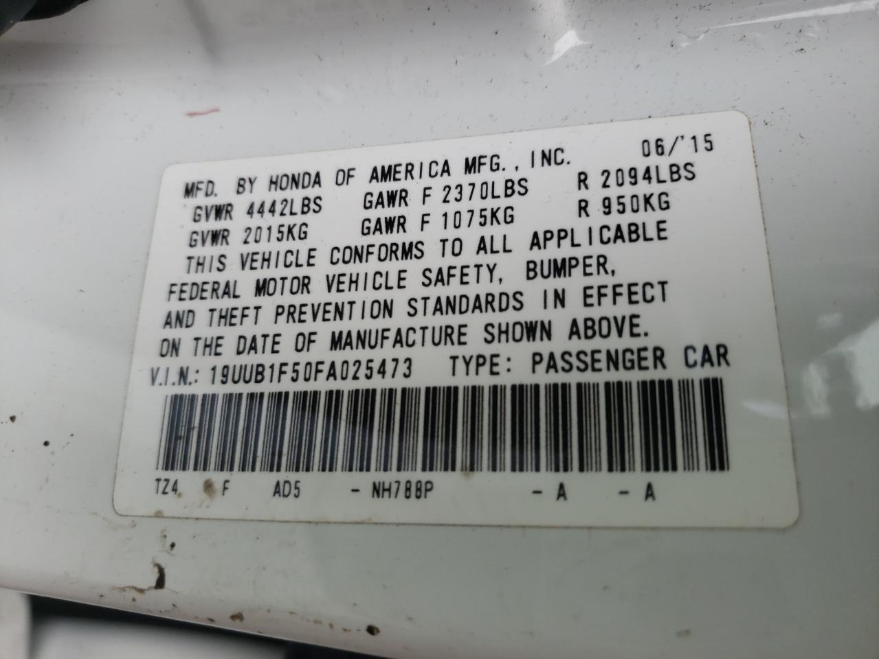 Photo 10 from auction – 2015 ACURA TLX TECH with VIN 19UUB1F50FA025473