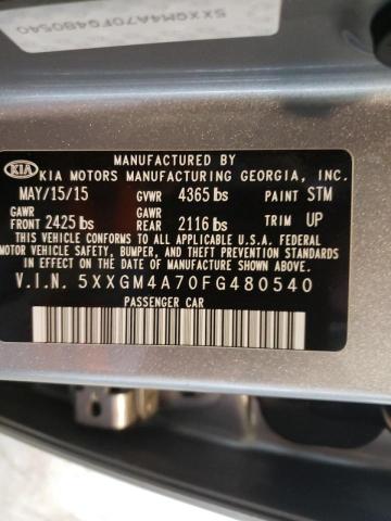 Photo 10 from auction – 2015 KIA OPTIMA LX with VIN 5XXGM4A70FG480540