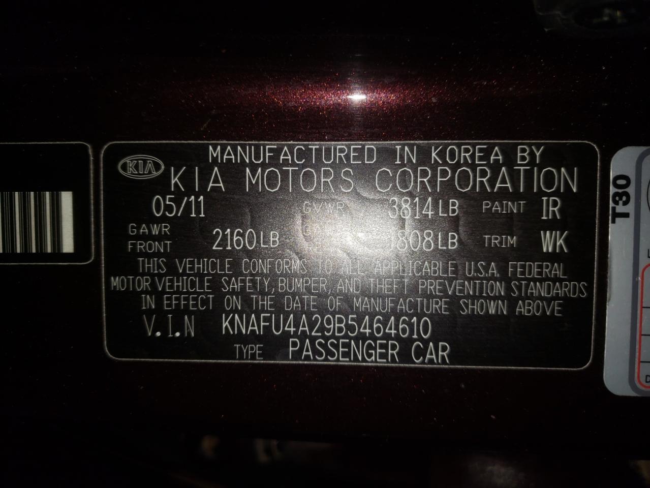 Фото 10 с аукциона – 2011 KIA FORTE EX с VIN KNAFU4A29B5464610