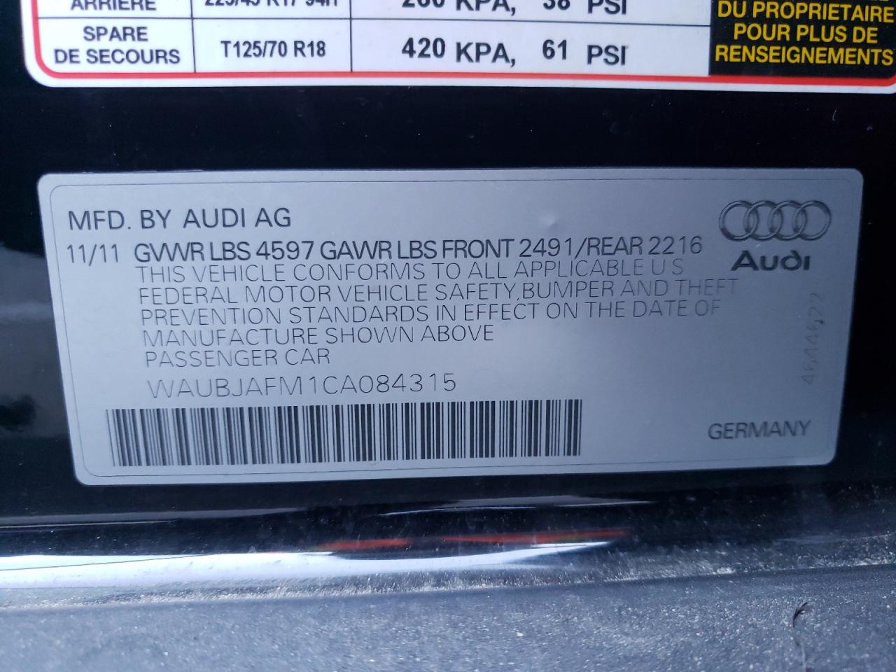 Photo 10 from auction – 2012 AUDI A3 PREMIUM with VIN WAUBJAFM1CA084315