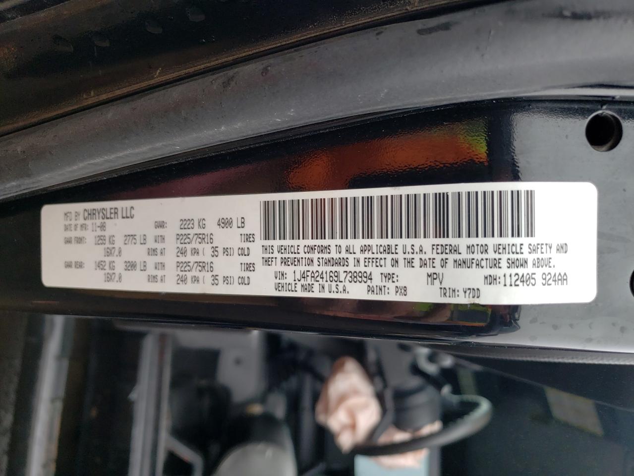 Photo 10 from auction – 2009 JEEP WRANGLER X with VIN 1J4FA24169L738994