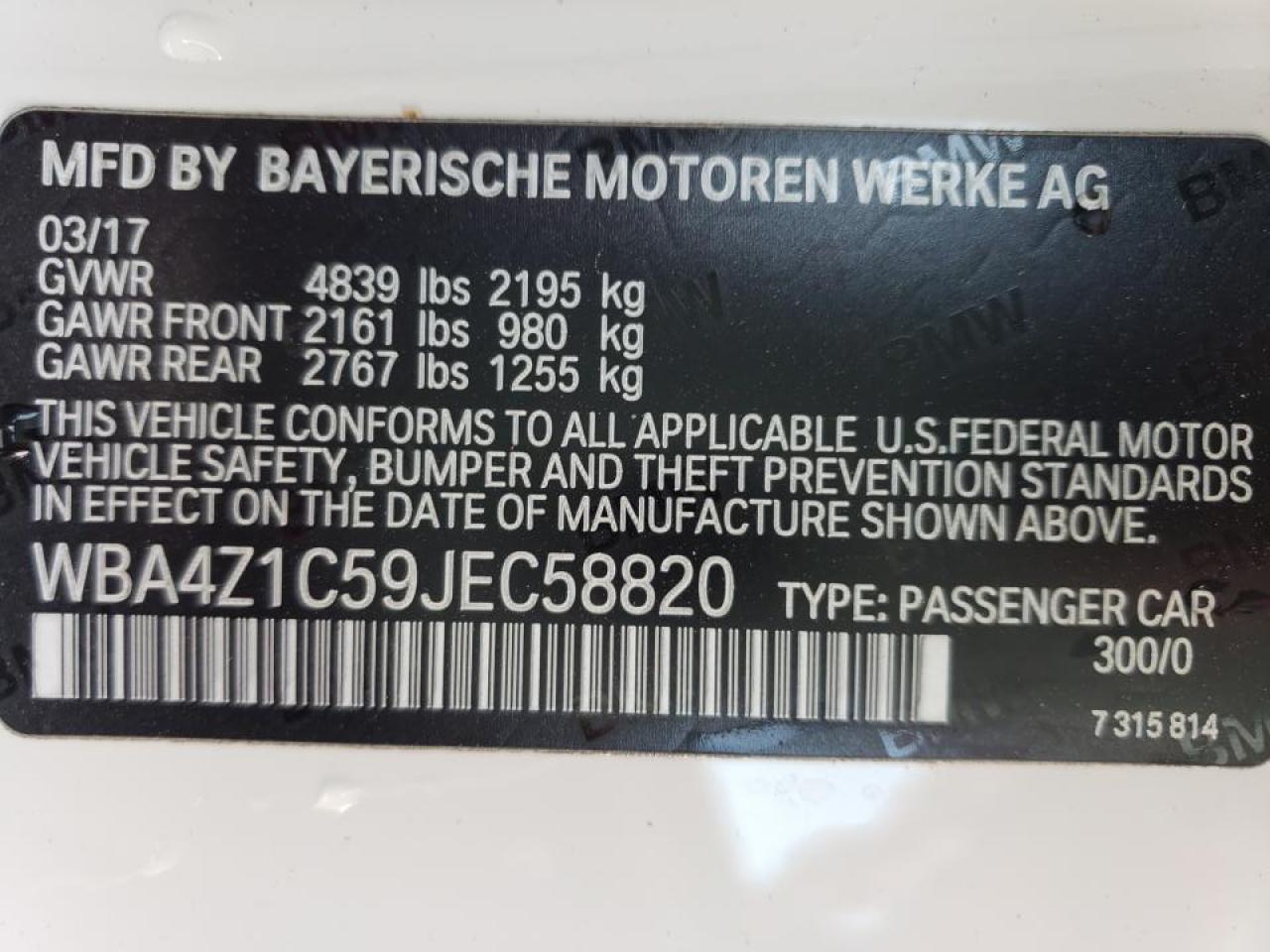 Photo 10 from auction – 2018 BMW 430I with VIN WBA4Z1C59JEC58820