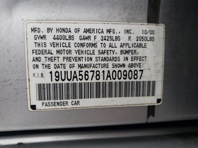 Photo 10 from auction – 2001 ACURA 3.2TL with VIN 19UUA56781A009087