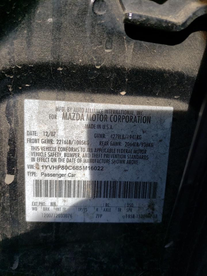 Photo 10 from auction – 2008 MAZDA 6 I with VIN 1YVHP80C685M16022