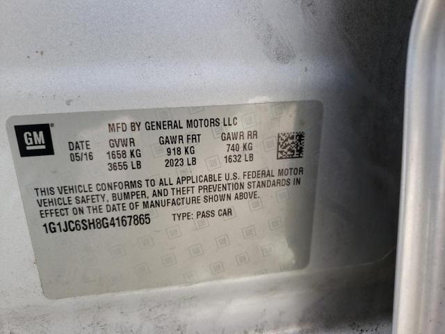 Photo 10 from auction – 2016 CHEVROLET SONIC LT with VIN 1G1JC6SH8G4167865