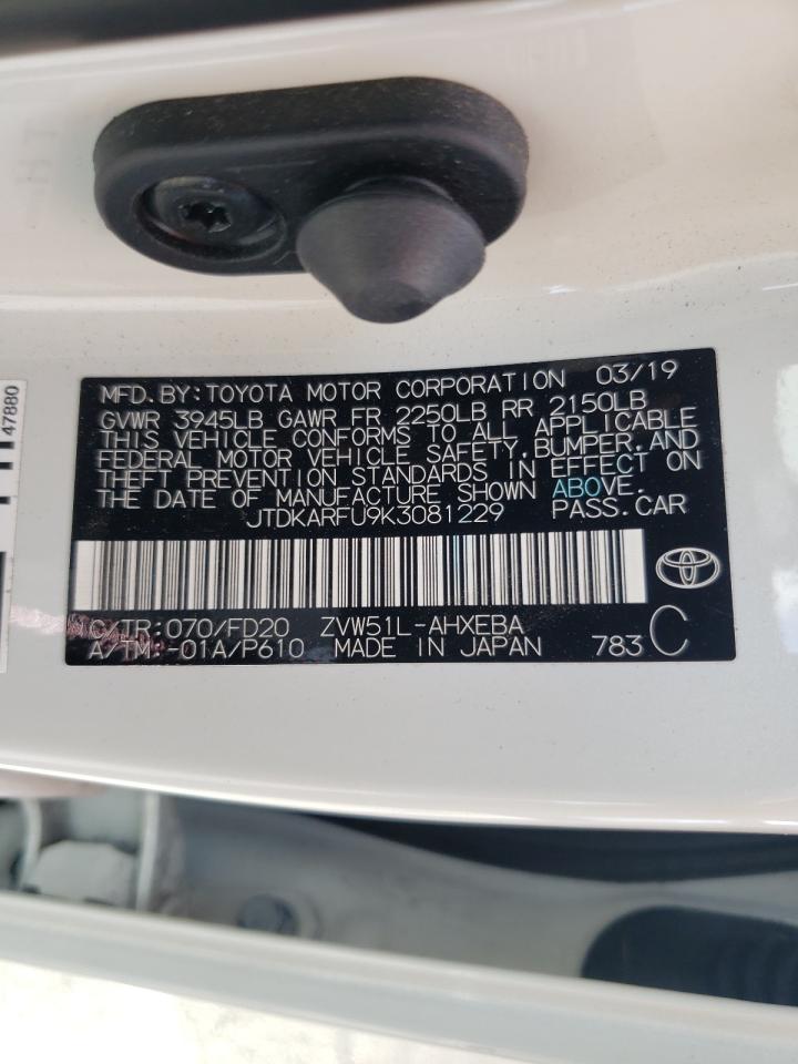 Photo 10 from auction – 2019 TOYOTA PRIUS with VIN JTDKARFU9K3081229