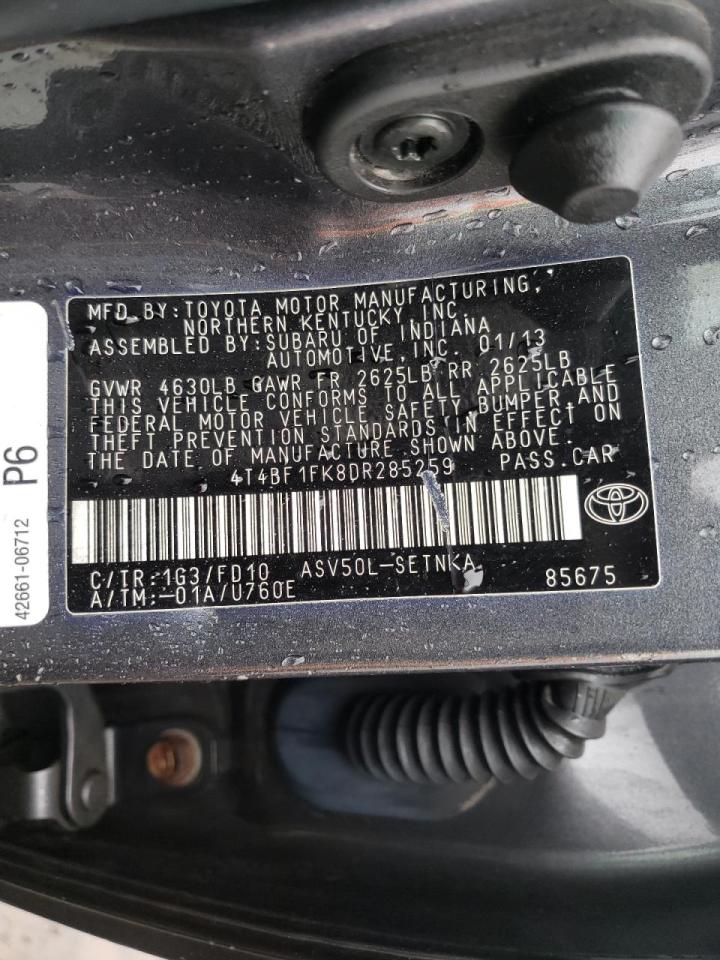 Photo 10 from auction – 2013 TOYOTA CAMRY L with VIN 4T4BF1FK8DR285259