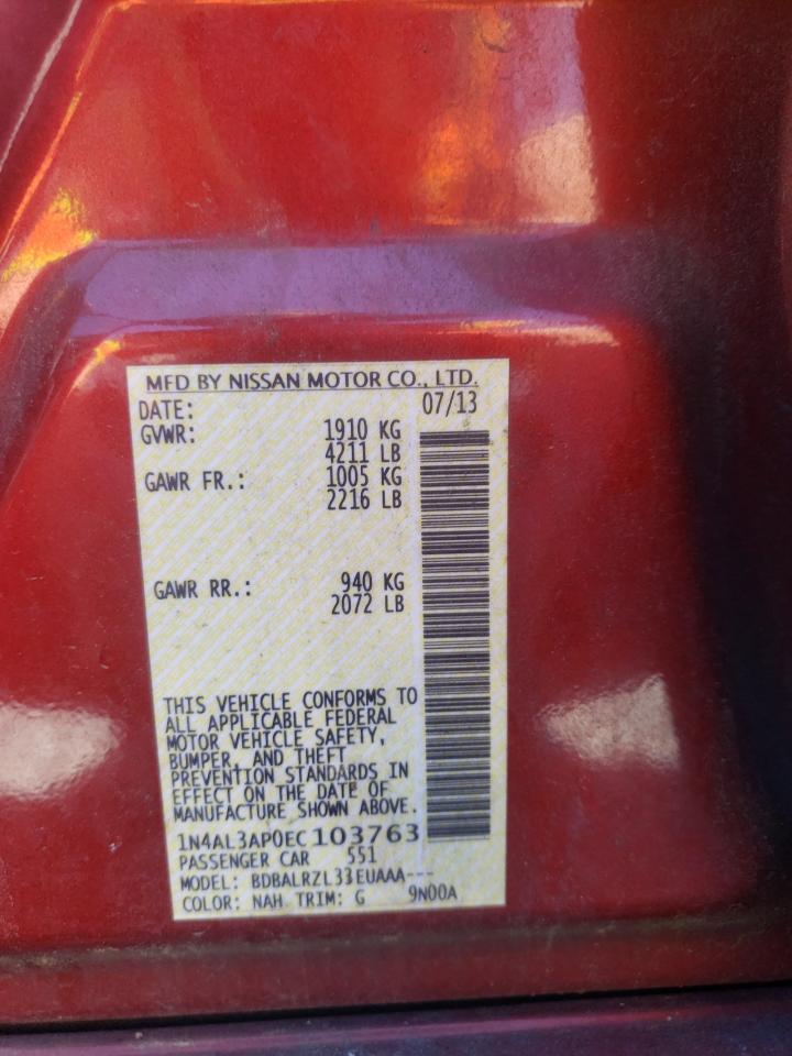 Photo 10 from auction – 2014 NISSAN ALTIMA 2.5 with VIN 1N4AL3AP0EC103763
