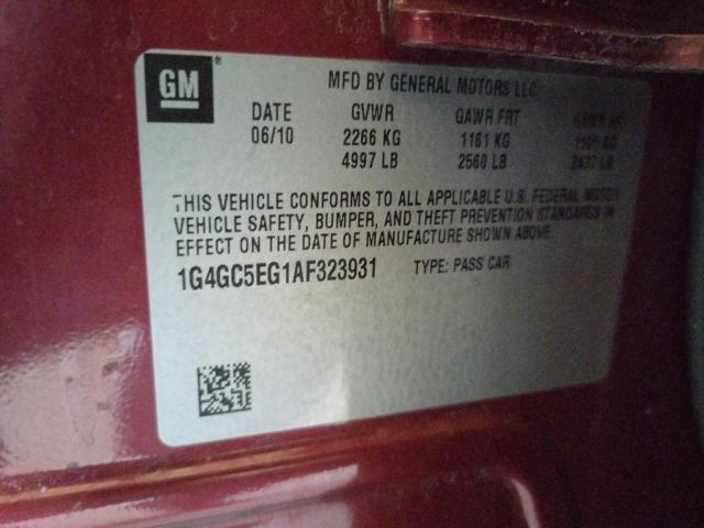 Photo 10 from auction – 2010 BUICK LACROSSE C with VIN 1G4GC5EG1AF323931