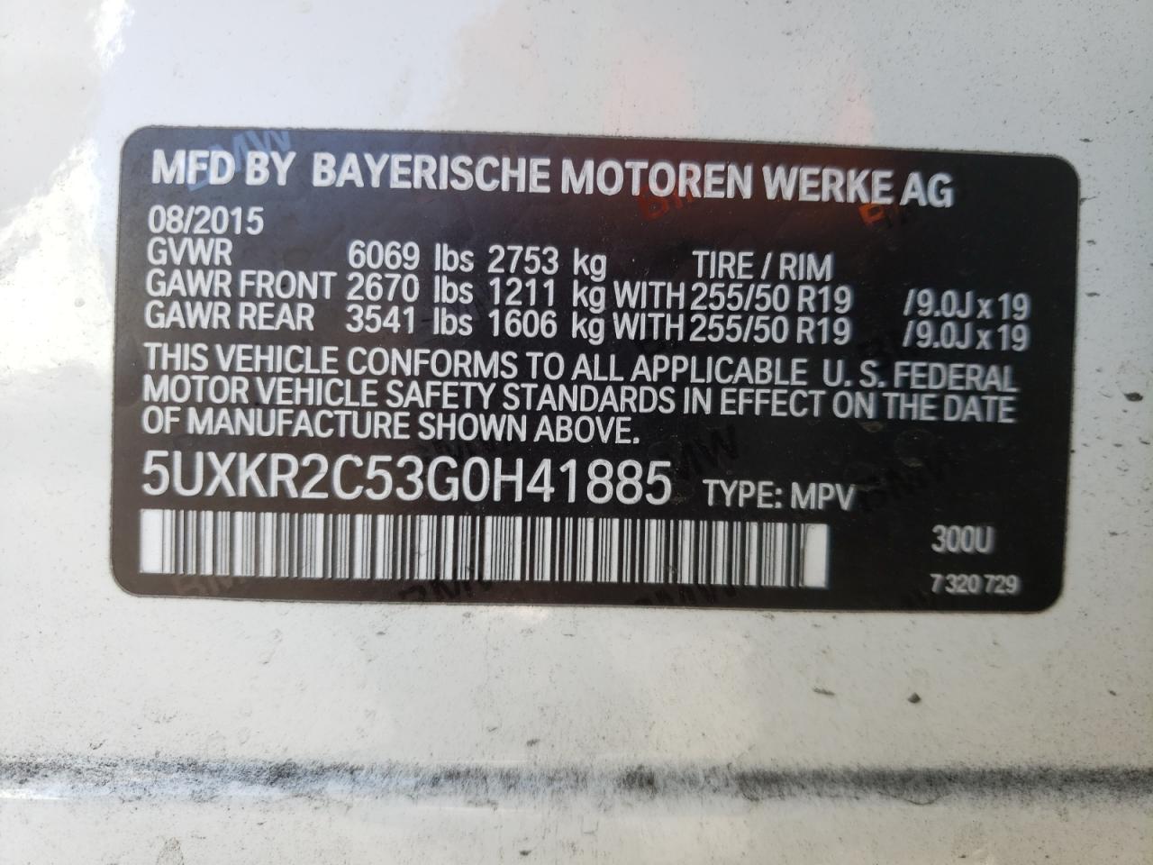 Photo 10 from auction – 2016 BMW X5 SDRIVE3 with VIN 5UXKR2C53G0H41885