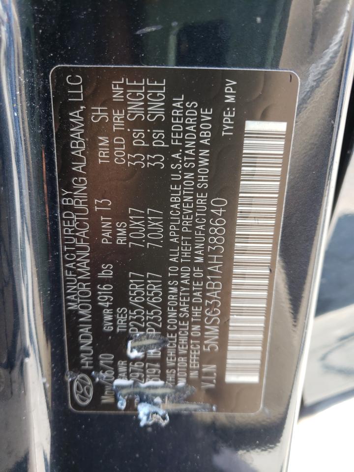 Photo 10 from auction – 2010 HYUNDAI SANTA FE G with VIN 5NMSG3AB1AH388640