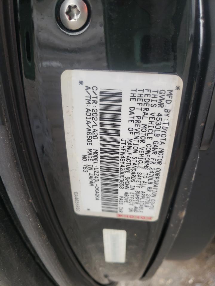 Photo 10 from auction – 2002 LEXUS SC 430 with VIN JTHFN48Y420003658