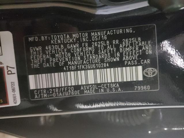 Photo 10 from auction – 2016 TOYOTA CAMRY LE with VIN 4T1BF1FK3GU610284