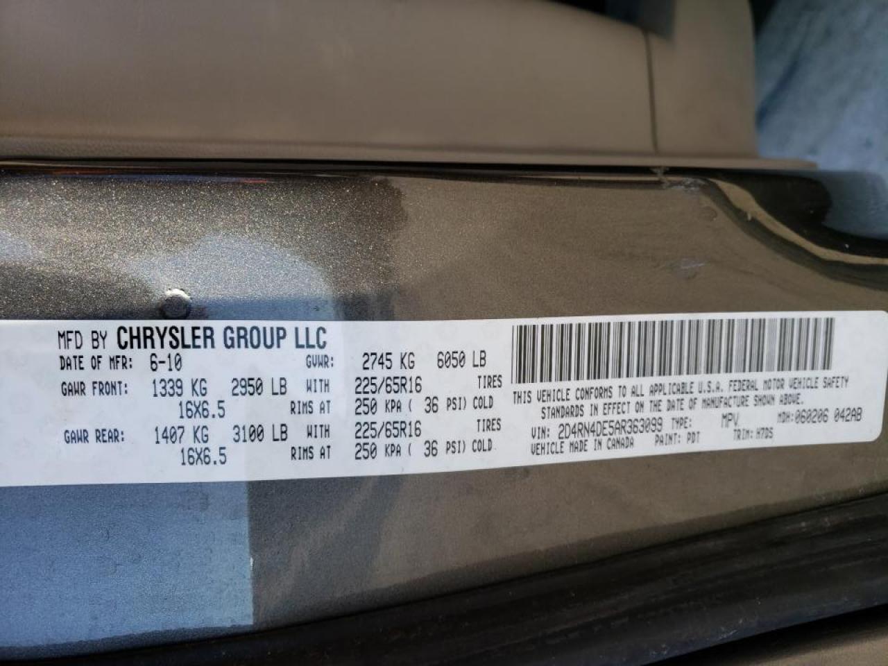 Photo 10 from auction – 2010 DODGE GRAND CARA with VIN 2D4RN4DE5AR363099