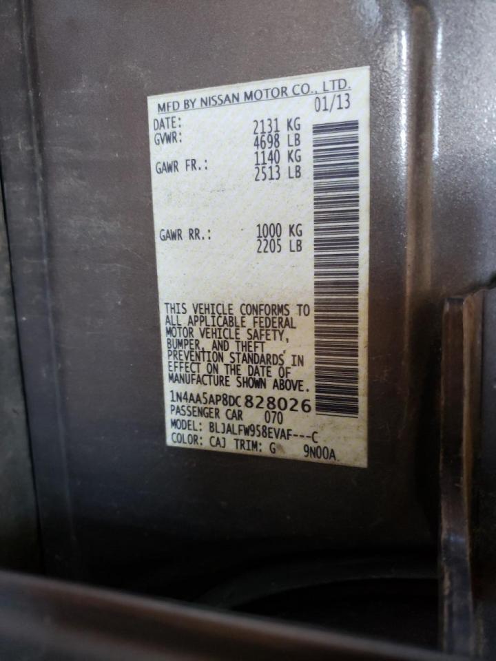 Photo 10 from auction – 2013 NISSAN MAXIMA S with VIN 1N4AA5AP8DC828026