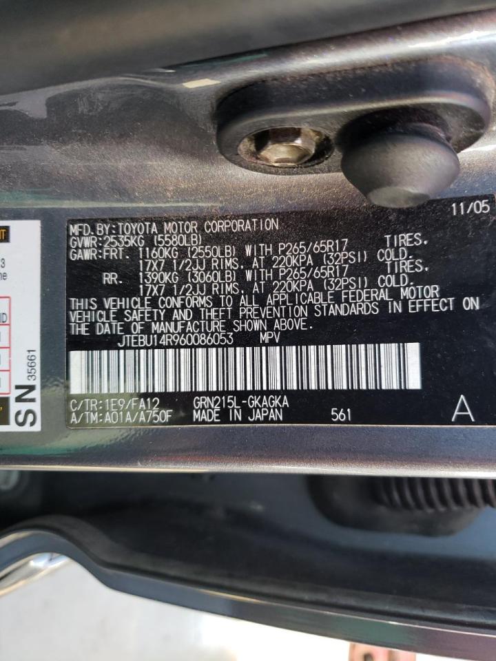 Photo 10 from auction – 2006 TOYOTA 4RUNNER SR with VIN JTEBU14R960086053
