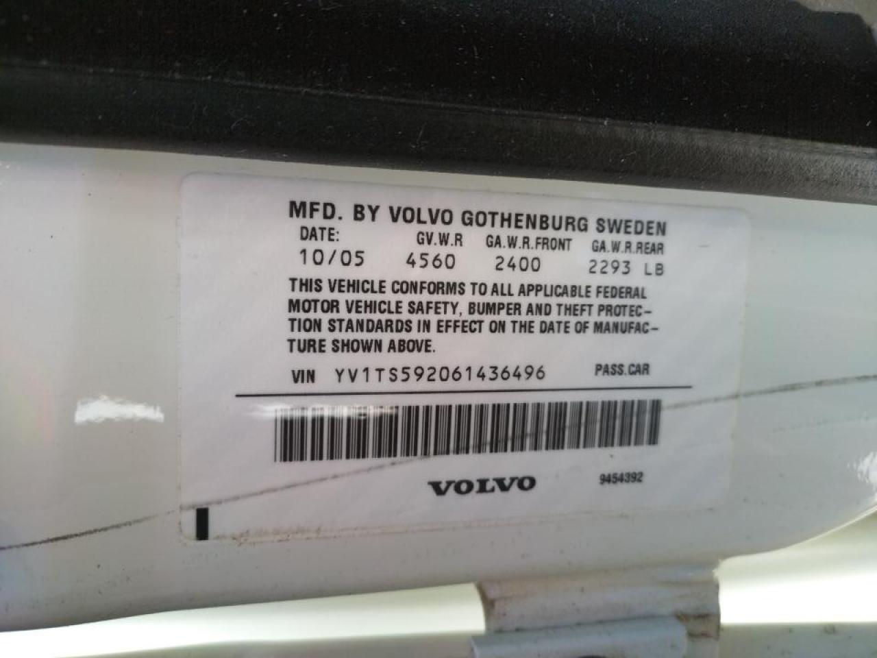 Photo 10 from auction – 2006 VOLVO S80 with VIN YV1TS592061436496