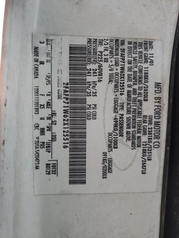 Photo 10 from auction – 2002 FORD CROWN VICT with VIN 2FAFP71W62X125516