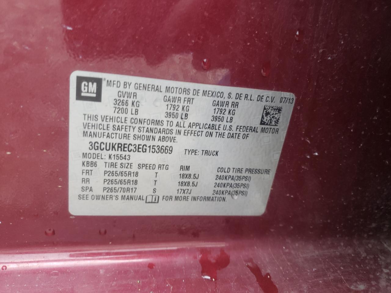 Photo 10 from auction – 2014 CHEVROLET SILVERADO with VIN 3GCUKREC3EG153669