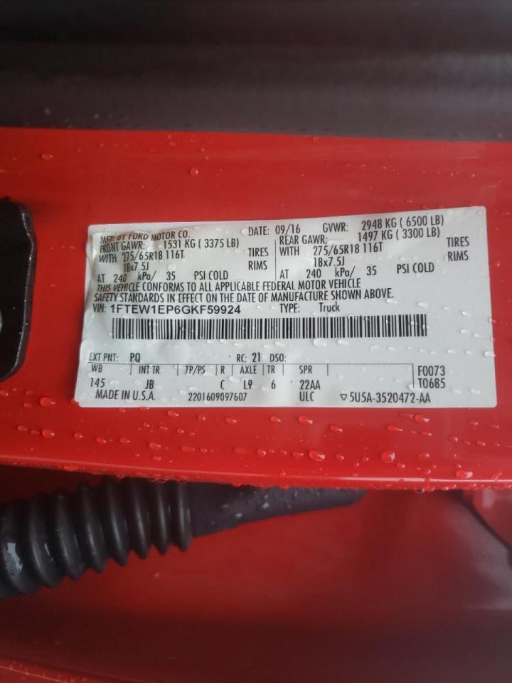 Photo 10 from auction – 2016 FORD F150 SUPER with VIN 1FTEW1EP6GKF59924