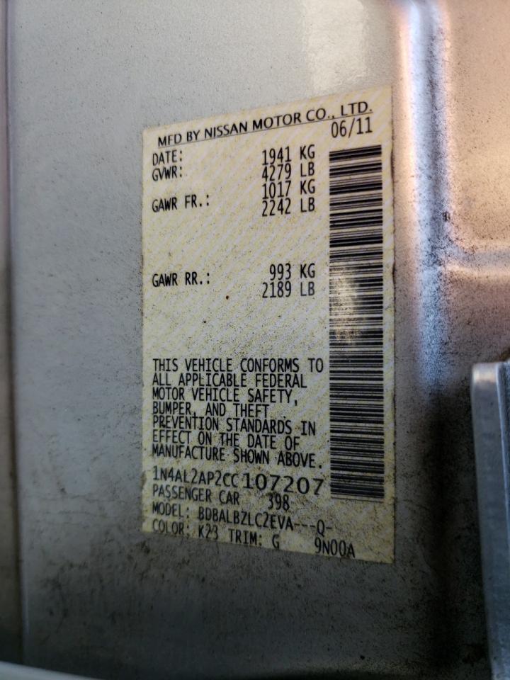 Photo 10 from auction – 2012 NISSAN ALTIMA with VIN 1N4AL2AP2CC107207