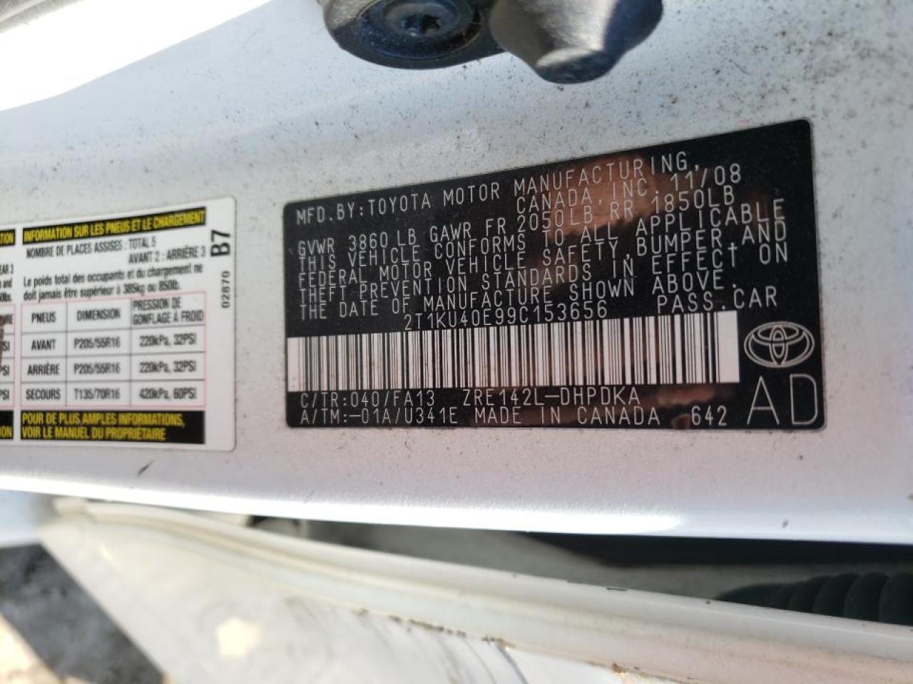 Photo 10 from auction – 2009 TOYOTA COROLLA MA with VIN 2T1KU40E99C153656