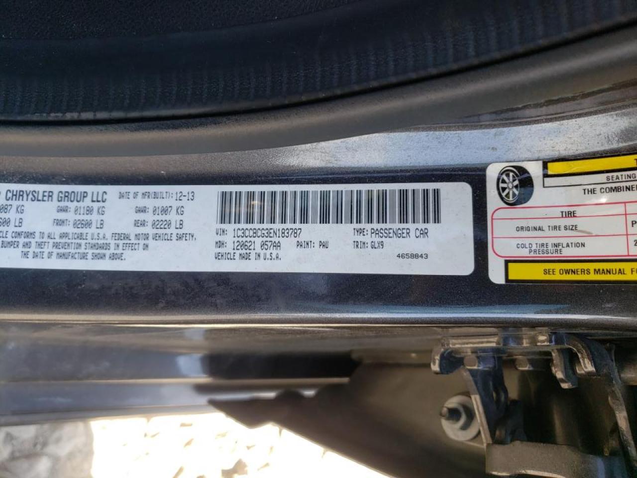 Photo 10 from auction – 2014 CHRYSLER 200 LIMITE with VIN 1C3CCBCG3EN183787
