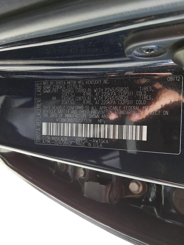 Photo 10 from auction – 2013 TOYOTA VENZA LE with VIN 4T3BK3BB7DU077338