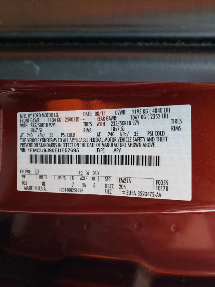 Photo 10 from auction – 2014 FORD ESCAPE TIT with VIN 1FMCU9J90EUE57695