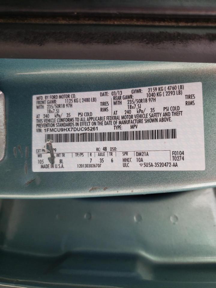 Photo 10 from auction – 2013 FORD ESCAPE SEL with VIN 1FMCU9HX7DUC95261