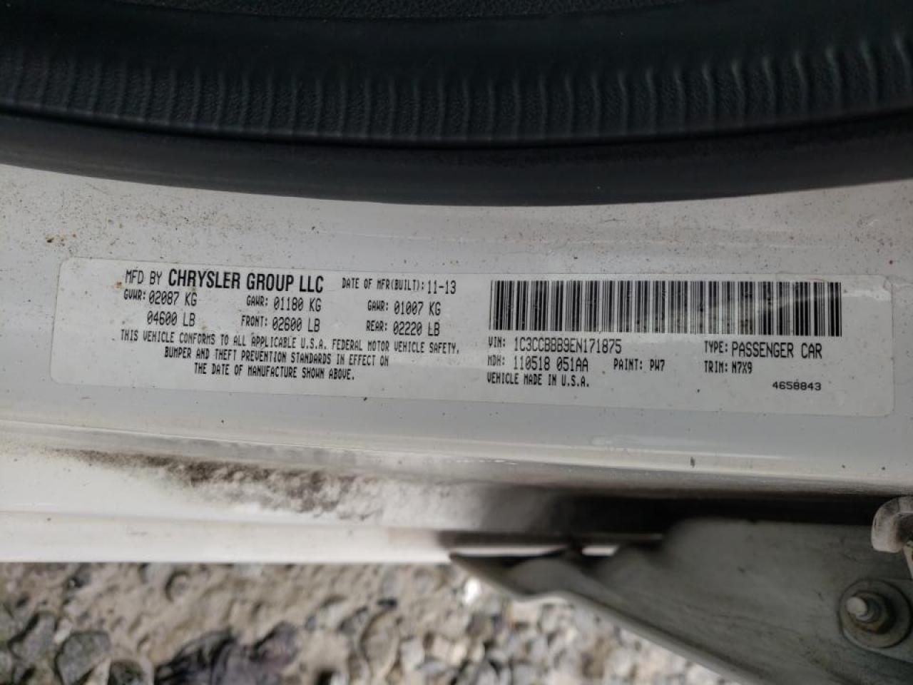 Photo 10 from auction – 2014 CHRYSLER 200 TOURIN with VIN 1C3CCBBB9EN171875