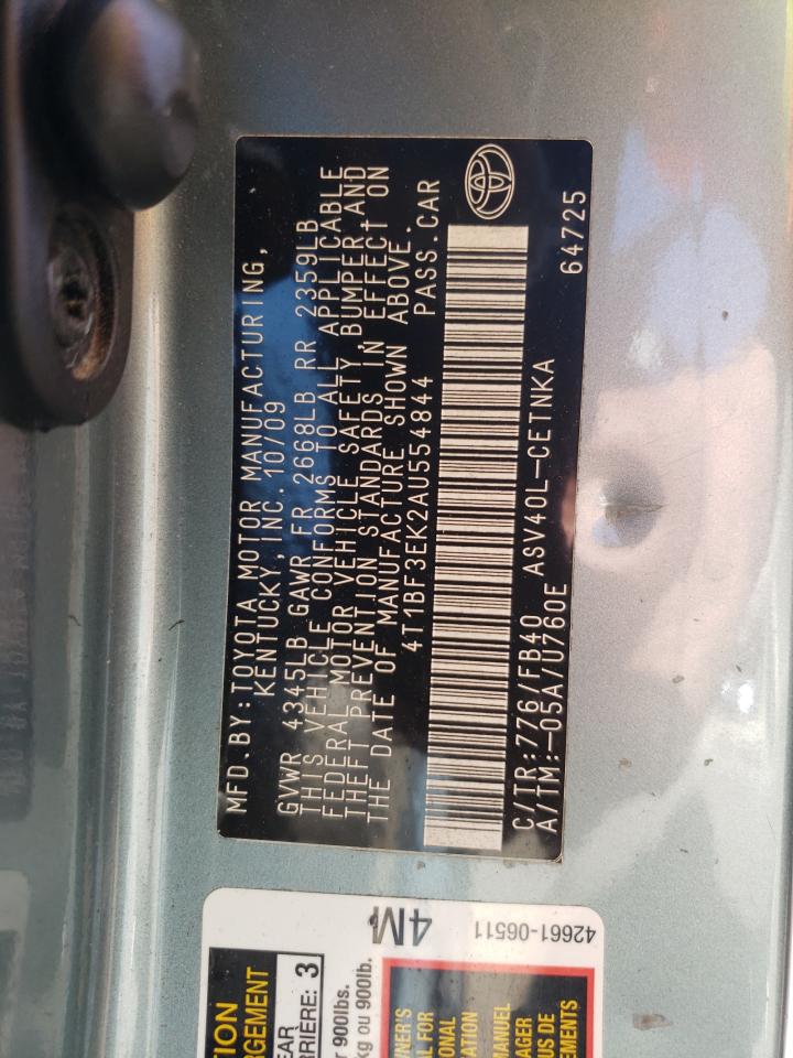 Photo 10 from auction – 2010 TOYOTA CAMRY BASE with VIN 4T1BF3EK2AU554844