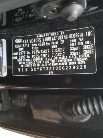 Photo 10 from auction – 2012 KIA SORENTO BA with VIN 5XYKT3A13CG239226