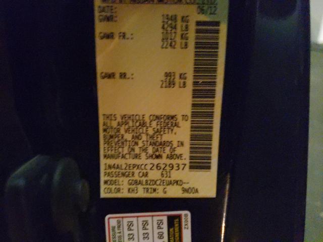 Photo 10 from auction – 2012 NISSAN ALTIMA S with VIN 1N4AL2EPXCC262937