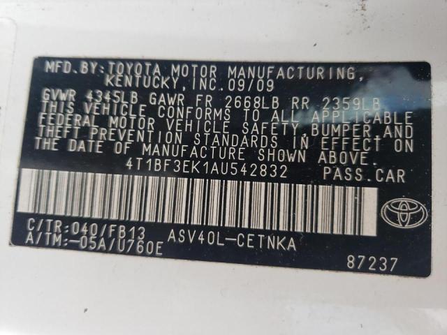 Photo 10 from auction – 2010 TOYOTA CAMRY BASE with VIN 4T1BF3EK1AU542832