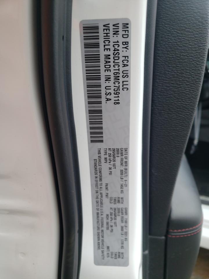 Photo 10 from auction – 2021 DODGE DURANGO R/ with VIN 1C4SDJCT6MC759118