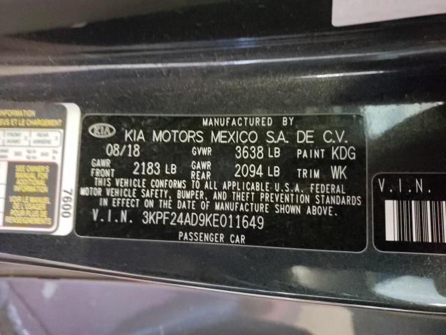 Photo 10 from auction – 2019 KIA FORTE FE with VIN 3KPF24AD9KE011649