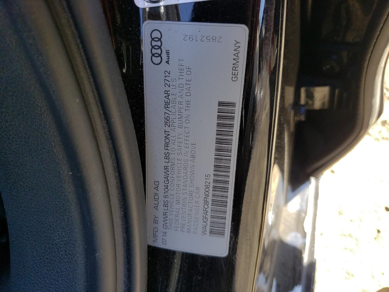 Photo 10 from auction – 2015 AUDI A6 PREMIUM with VIN WAUGFAFC8FN008215