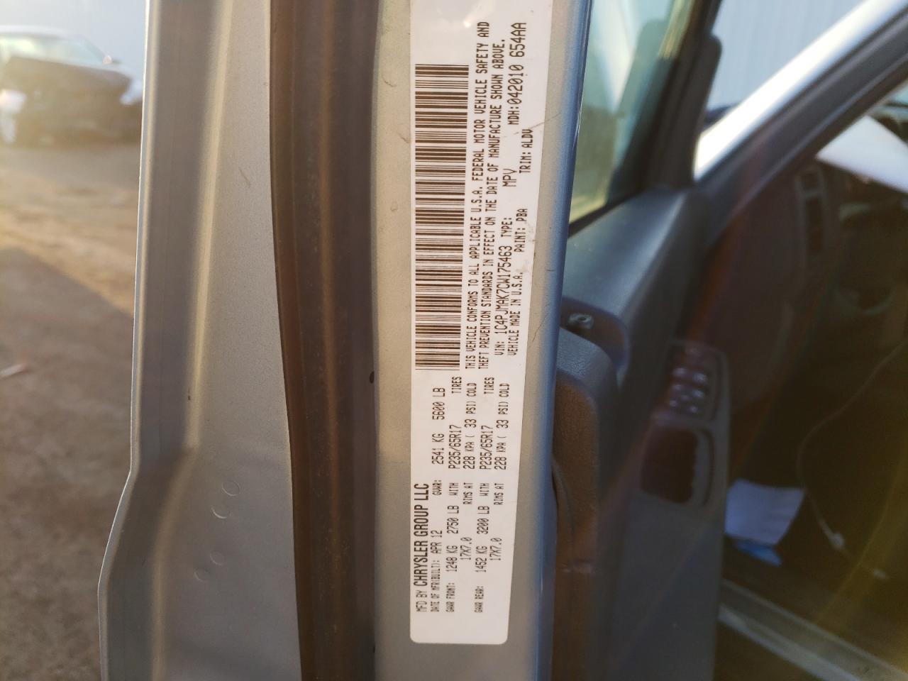 Photo 10 from auction – 2012 JEEP LIBERTY SP with VIN 1C4PJMAK7CW175463