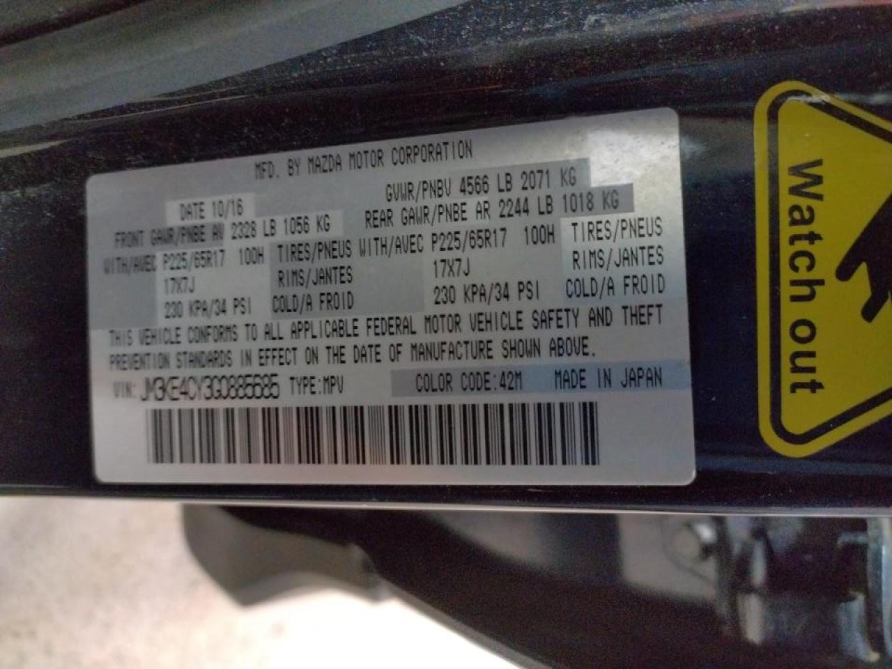Photo 10 from auction – 2016 MAZDA CX-5 TOURI with VIN JM3KE4CY3G0885685
